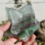 Rainbow Fluorite Carved Crystal Star Shaped Bowl