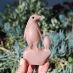 Pink "Opal" Soapstone Penguin and Baby Crystal Carving