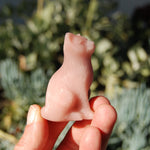 Pink "Opal" Soapstone Cat Crystal Carving