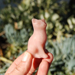 Pink "Opal" Soapstone Cat Crystal Carving