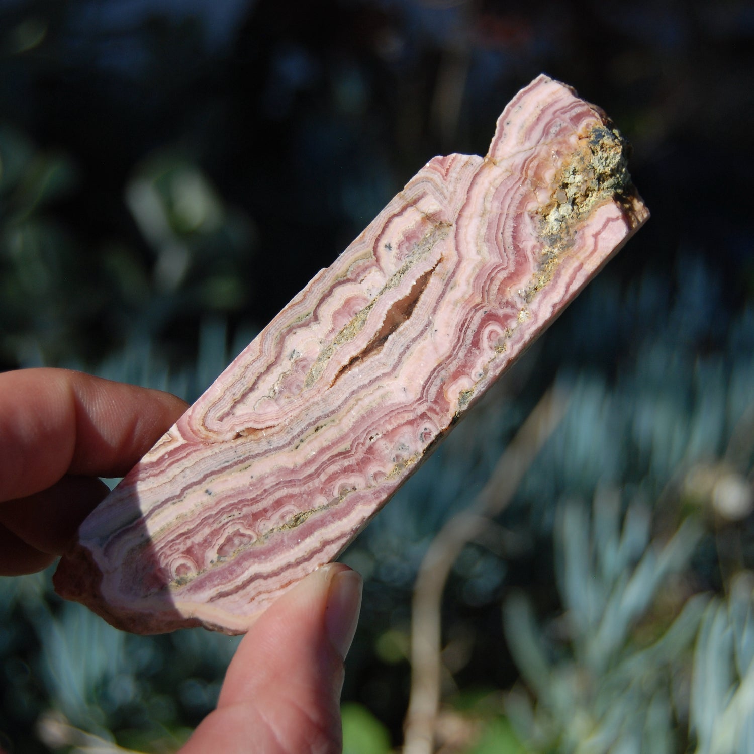 Rhodochrosite and Pyrite Crystal Gemstone Slab