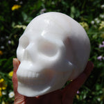 HUGE 5" Porcelain Pink Aragonite Carved Crystal Skull 3.6lb