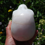 HUGE 5" Porcelain Pink Aragonite Carved Crystal Skull 3.6lb