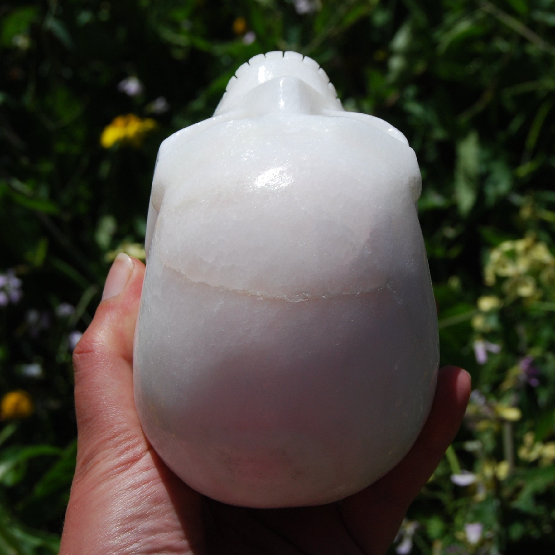 HUGE 5" Porcelain Pink Aragonite Carved Crystal Skull 3.6lb