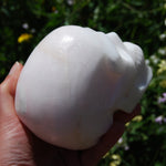 HUGE 5" Porcelain Pink Aragonite Carved Crystal Skull 3.6lb