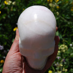 HUGE 5" Porcelain Pink Aragonite Carved Crystal Skull 3.6lb