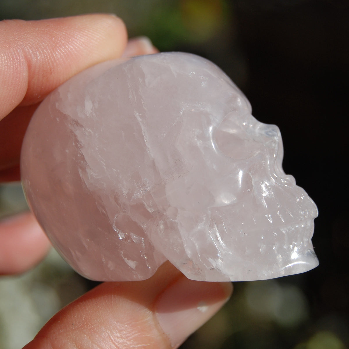 Rose Quartz Carved Crystal Skull