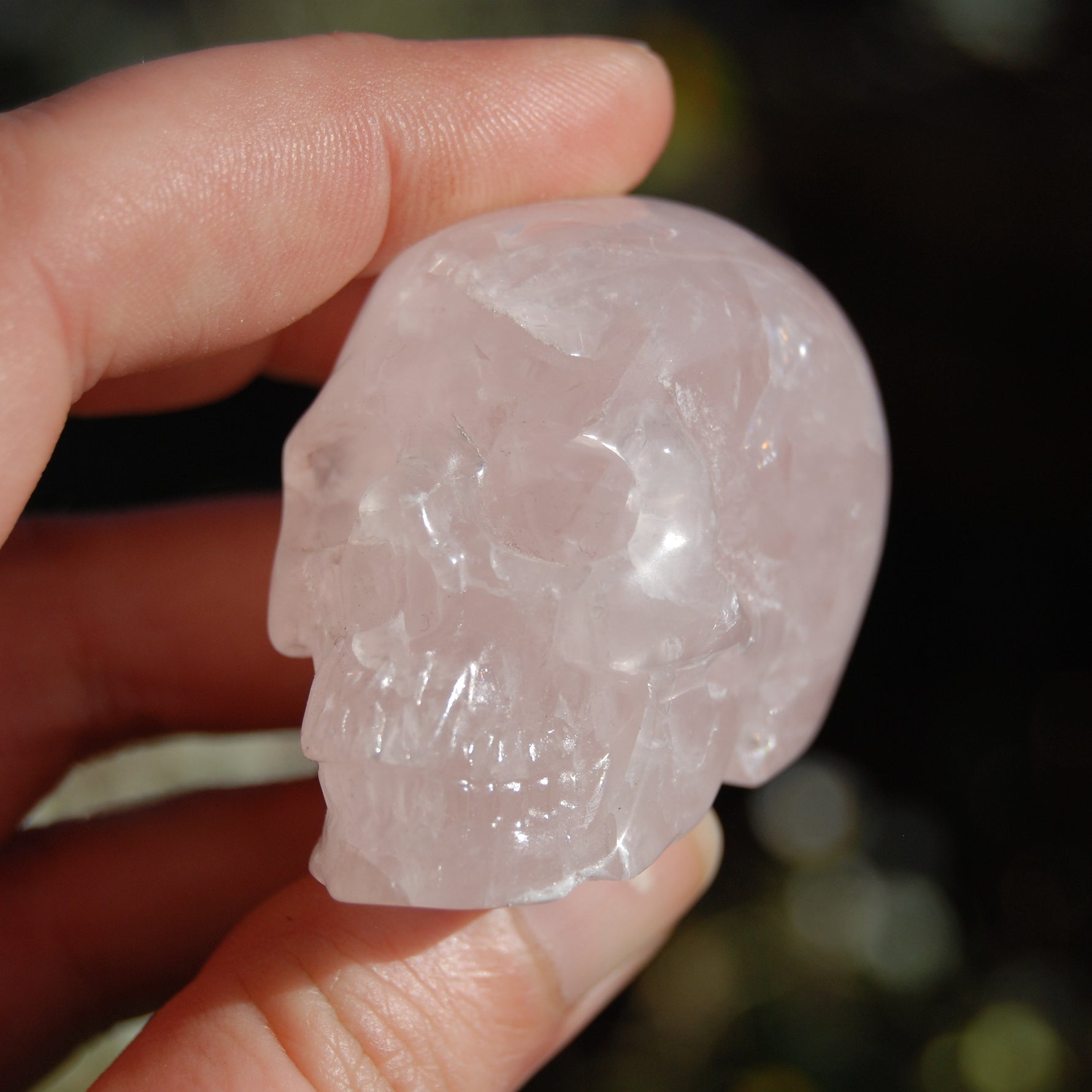 Rose Quartz Carved Crystal Skull