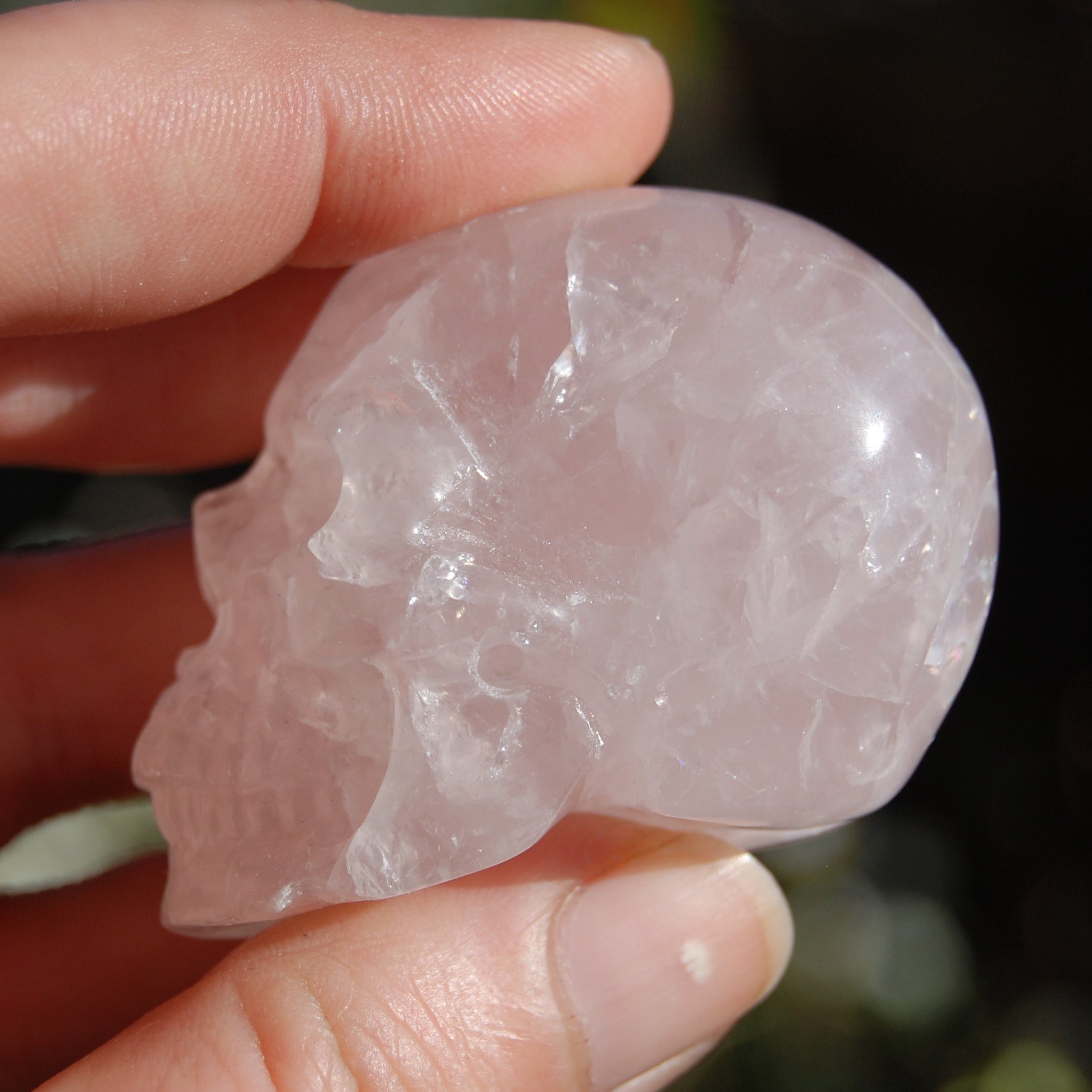 Rose Quartz Carved Crystal Skull