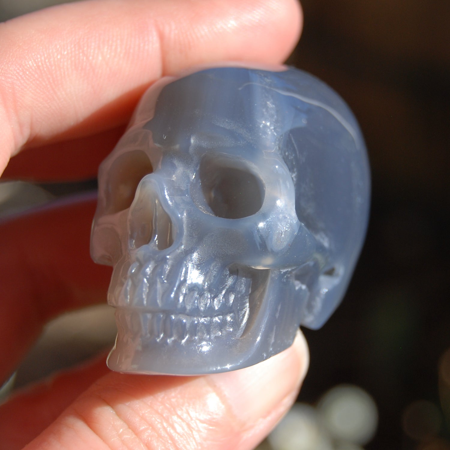 2in Grey Agate Carved Crystal Skull