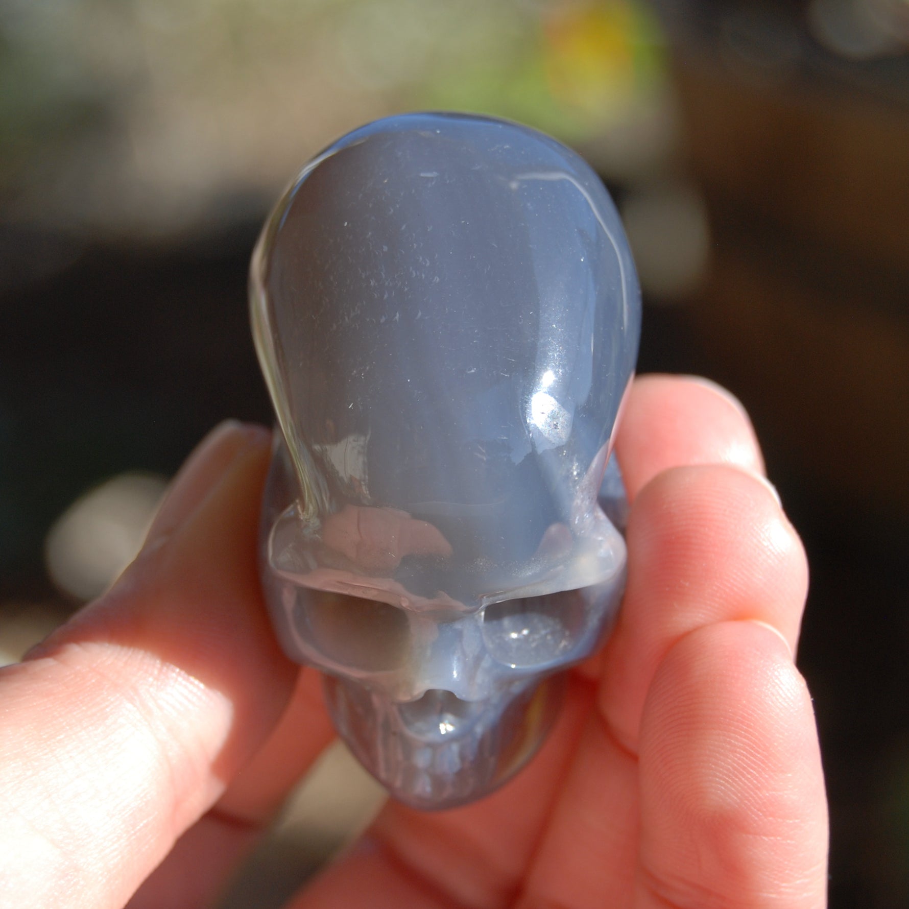 Grey Agate Carved Crystal Skull 