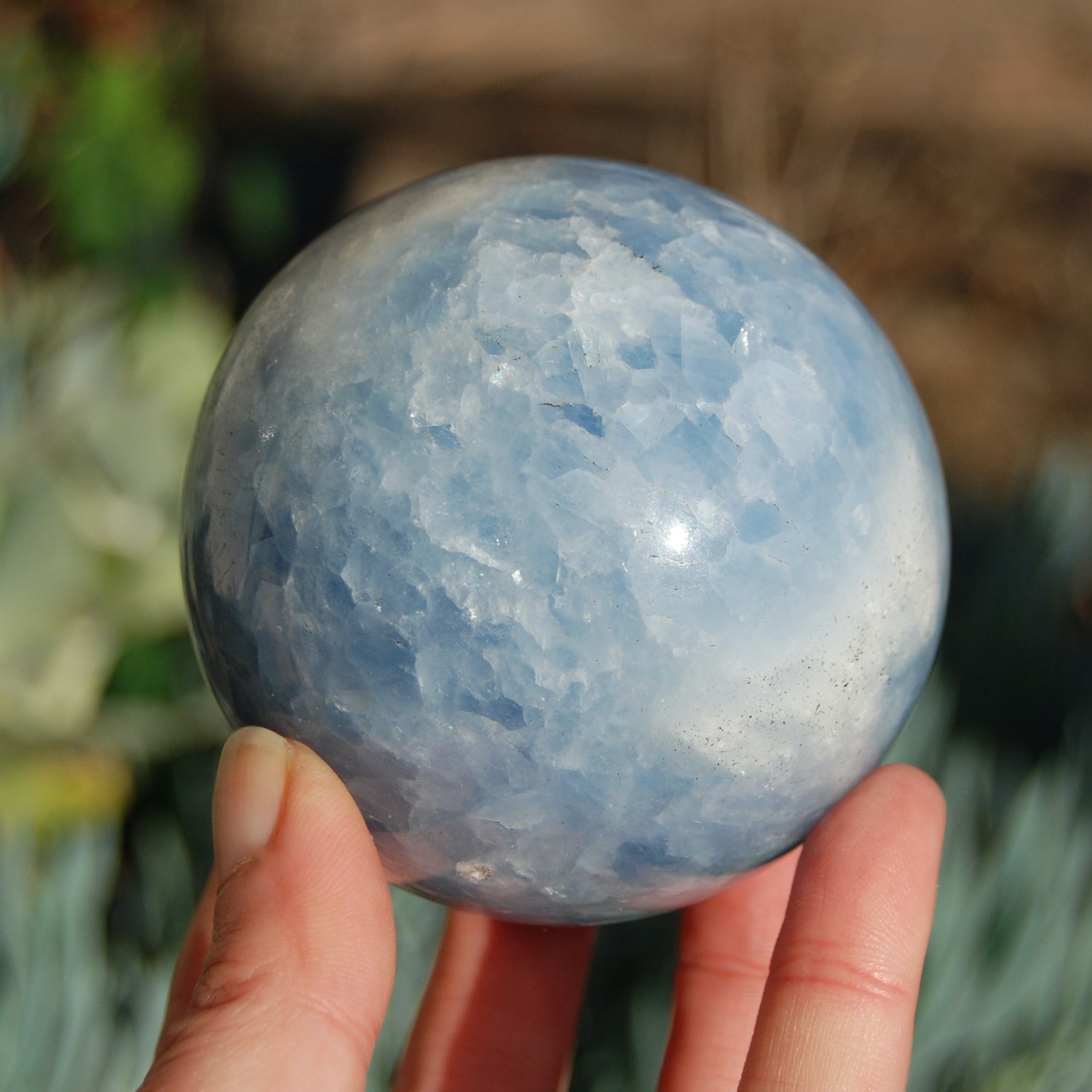Large Blue Calcite Crystal Sphere