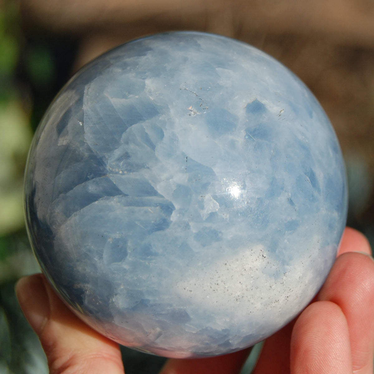 Large Blue Calcite Crystal Sphere