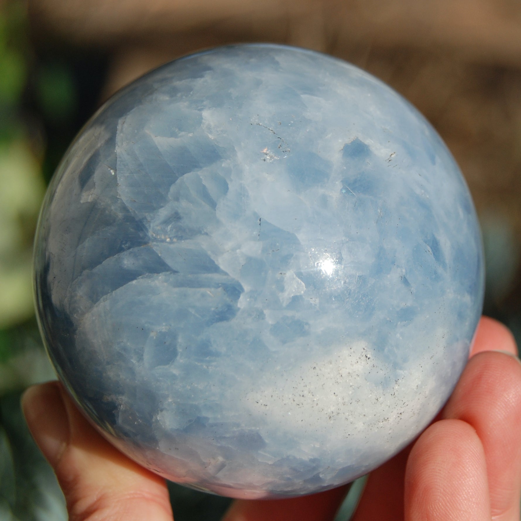 Large Blue Calcite Crystal Sphere