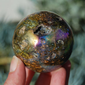Angel Aura Ocean Jasper Geode Crystal Sphere
