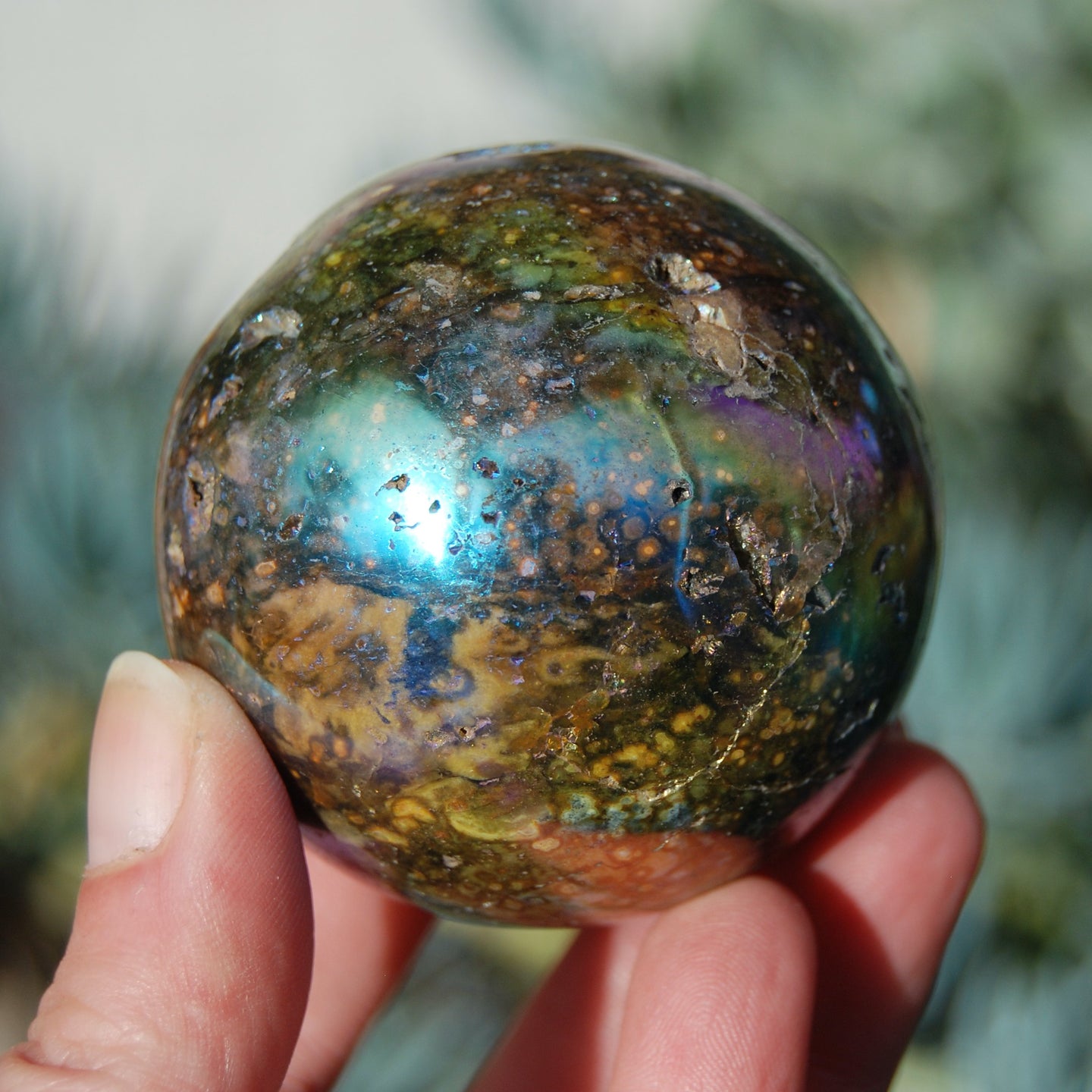 Angel Aura Ocean Jasper Geode Crystal Sphere