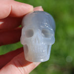 Grey Agate Carved Crystal Skull Realistic Gemstone Carving