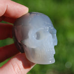 Grey Agate Carved Crystal Skull Realistic Gemstone Carving