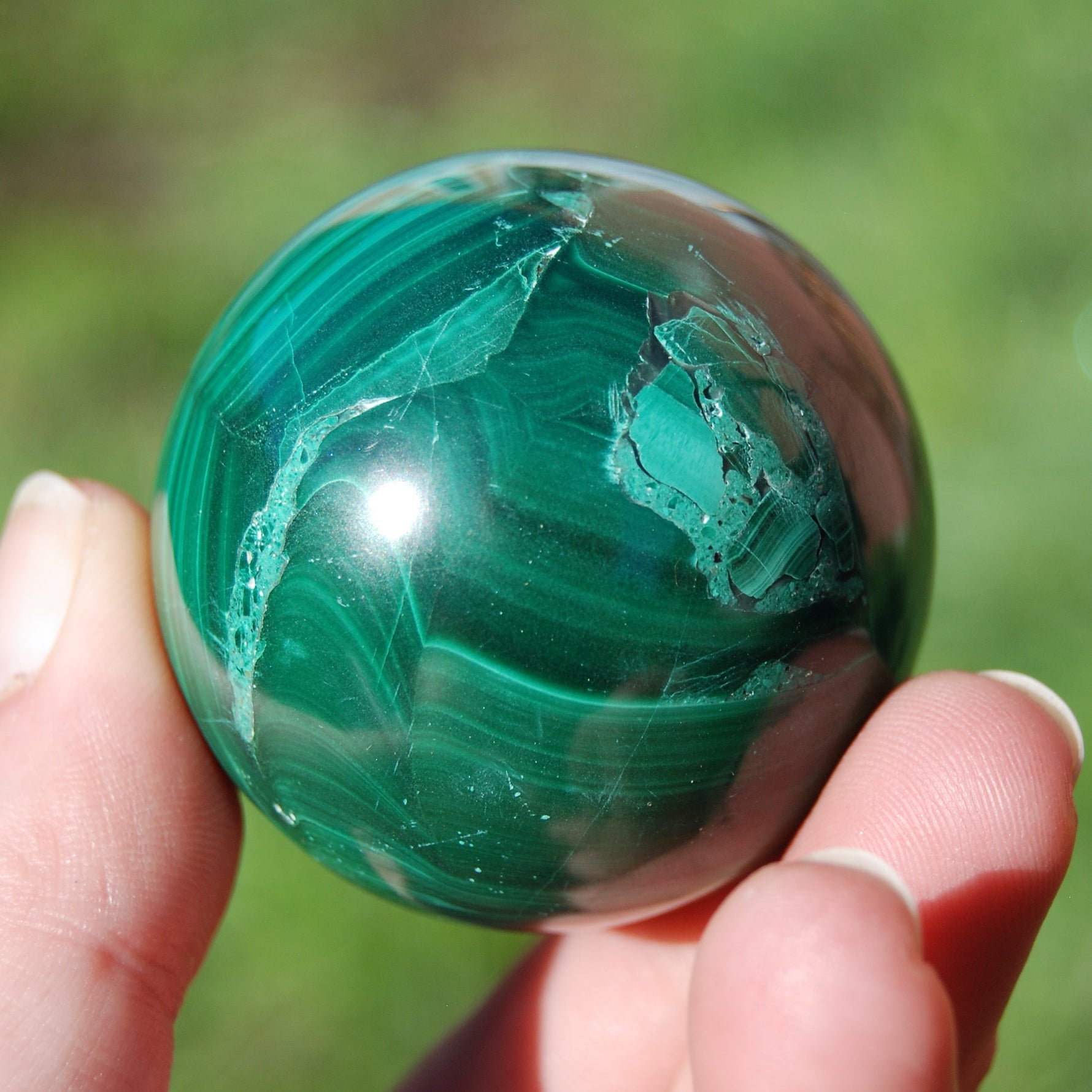 Natural Malachite Crystal Sphere