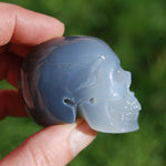 Grey Agate Carved Crystal Skull Realistic Gemstone Carving