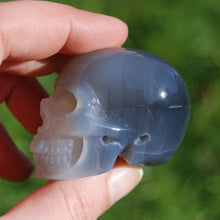 Load image into Gallery viewer, Grey Agate Carved Crystal Skull Realistic Gemstone Carving
