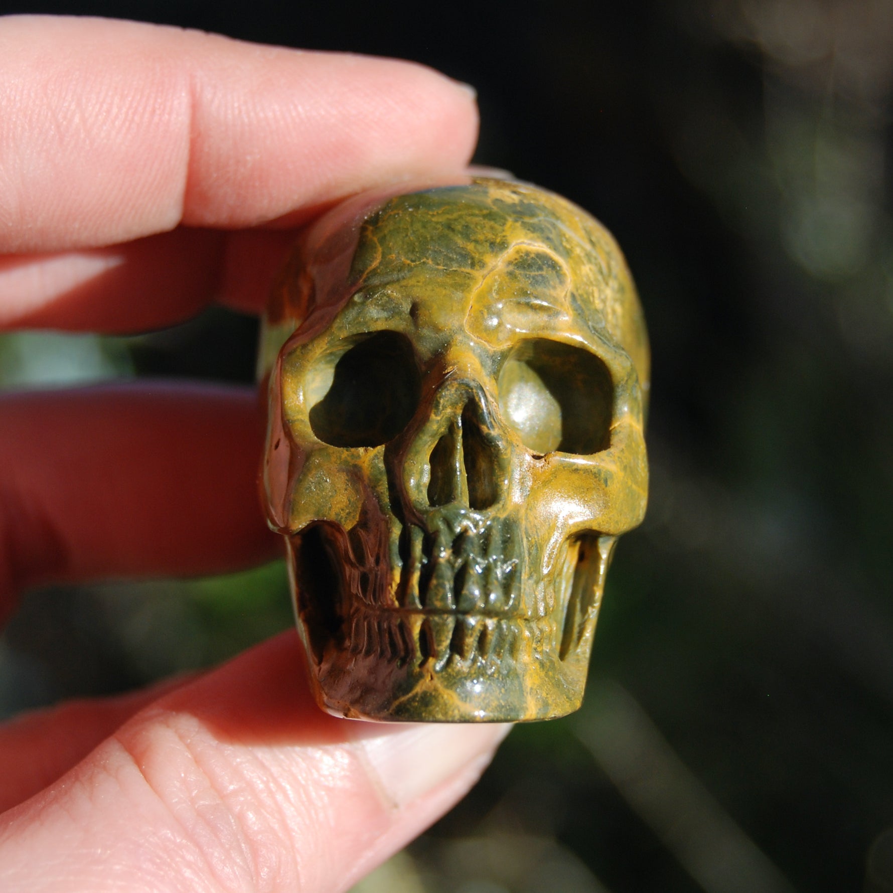 Ocean Jasper Carved Crystal Skull Realistic Gemstone Carving