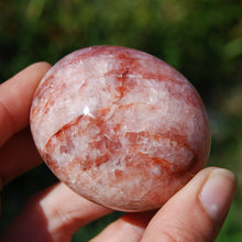 Load image into Gallery viewer, Fire Quartz Hematoid Crystal Polished Palm Stone 129g 2.25&quot;
