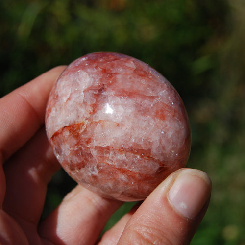 Fire Quartz Hematoid Crystal Polished Palm Stone 129g 2.25