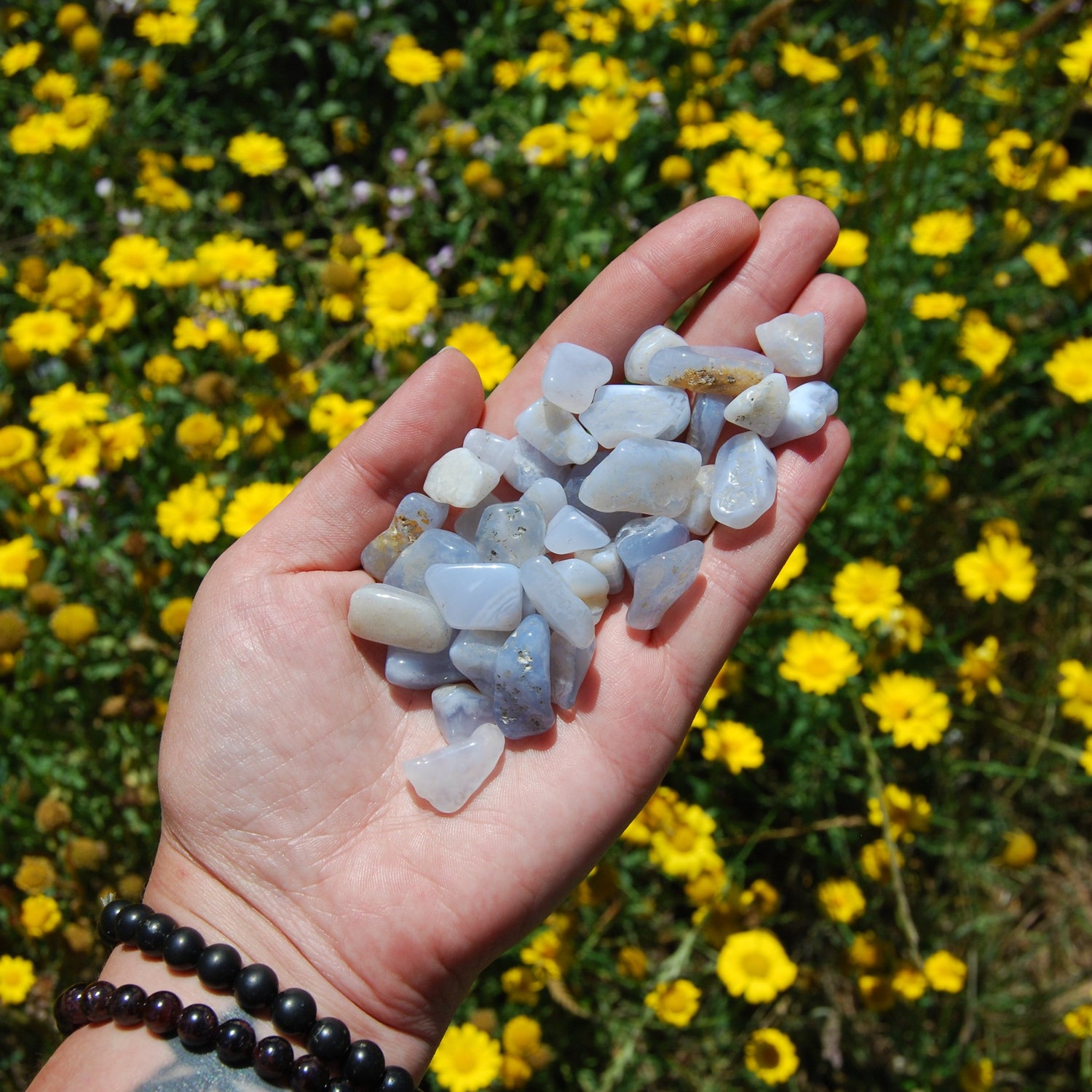 Blue Lace Agate Crystal Tumbled Stones