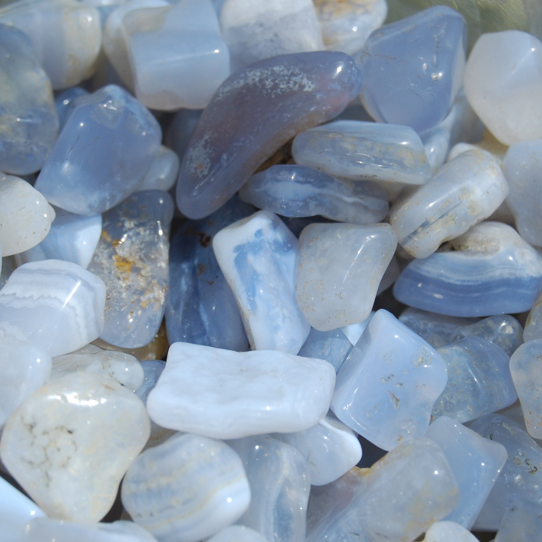 Blue Lace Agate Crystal Tumbled Stones