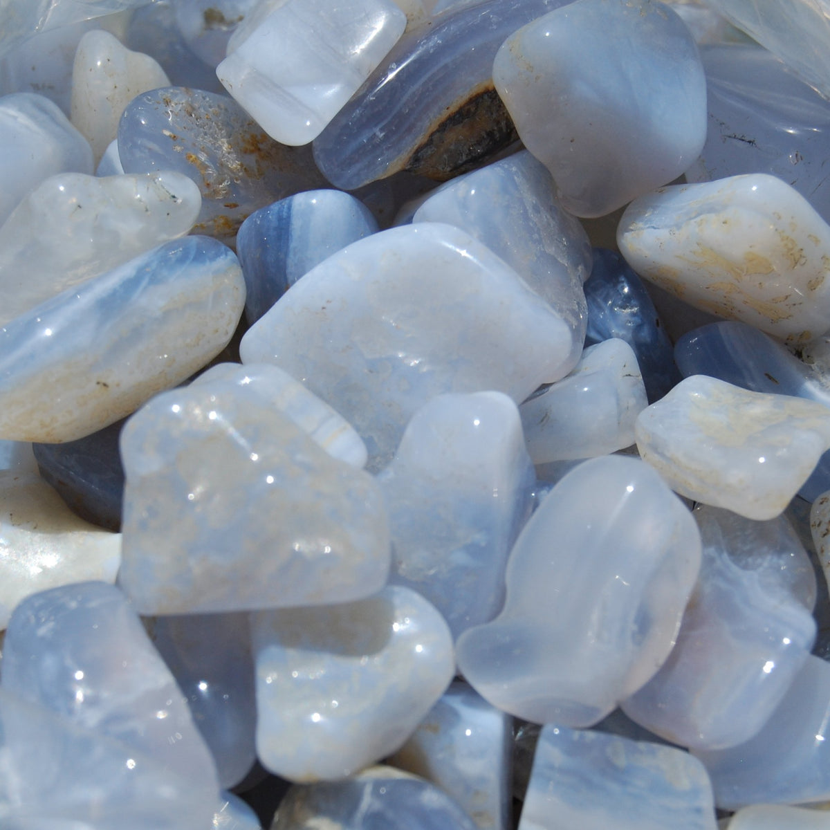 Blue Lace Agate Crystal Tumbled Stones