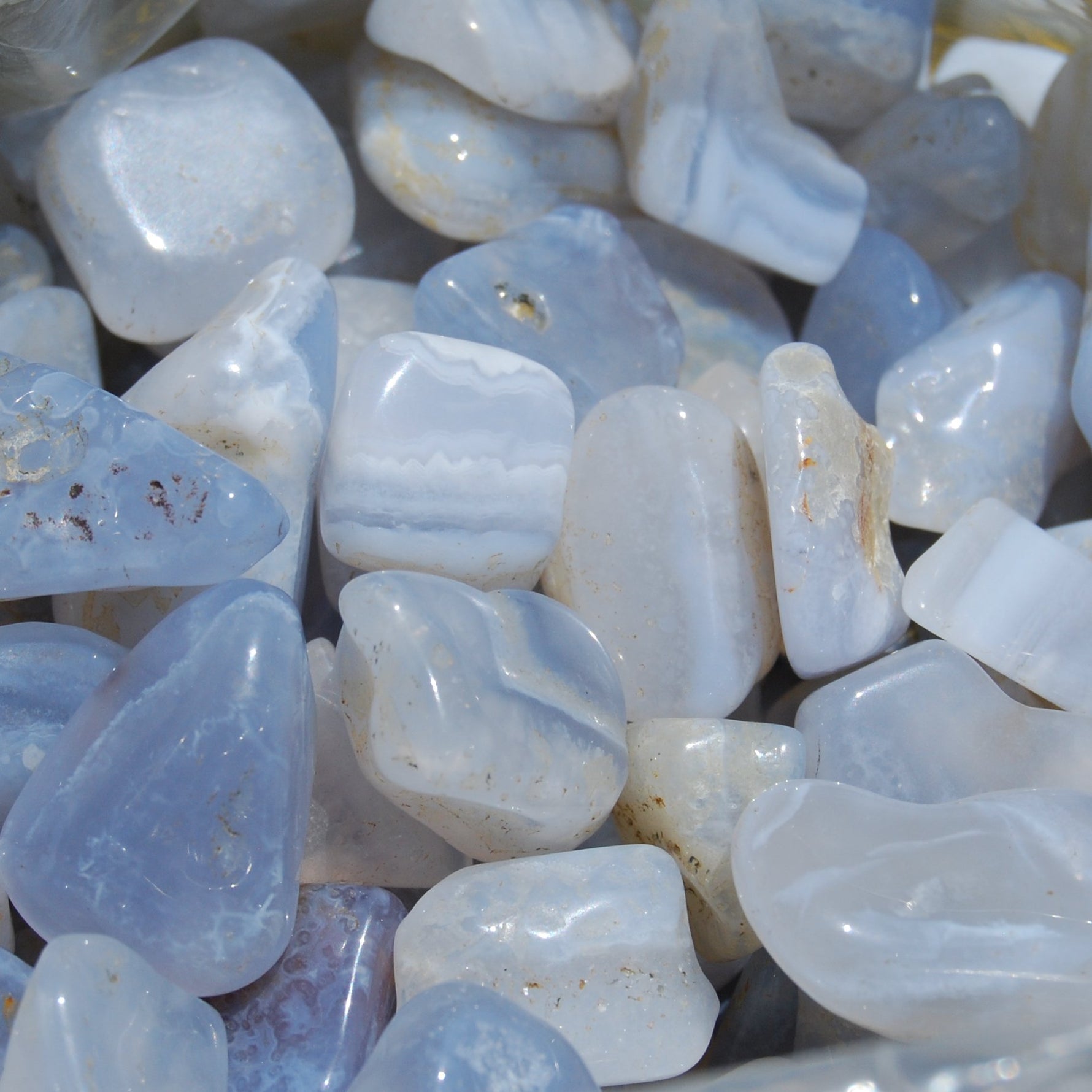 Blue Lace Agate Crystal Tumbled Stones