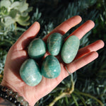 Amazonite Crystal Palm Stone from Brazil Flashy