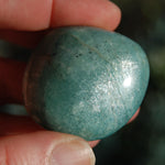 Amazonite Crystal Palm Stone from Brazil Flashy