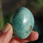 Amazonite Crystal Palm Stone from Brazil Flashy