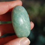 Amazonite Crystal Palm Stone from Brazil Flashy