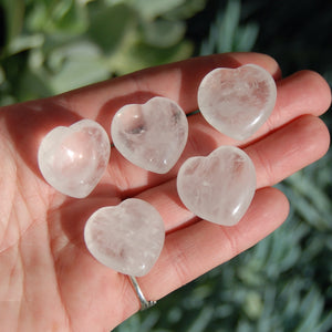 Clear Quartz Crystal Heart Shaped Palm Stones