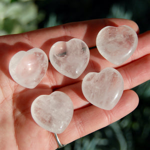 Clear Quartz Crystal Heart Shaped Palm Stones