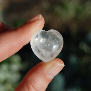 Clear Quartz Crystal Heart Shaped Palm Stones