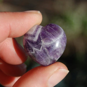 Chevron Dream Amethyst Heart Shaped Crystal Palm Stone