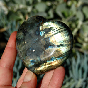 Large Labradorite Crystal Heart Shaped Palm Stone