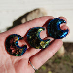 Titanium Aura Black Obsidian Crescent Moon 