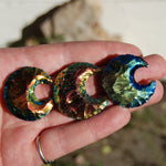 Titanium Aura Black Obsidian Crescent Moon 