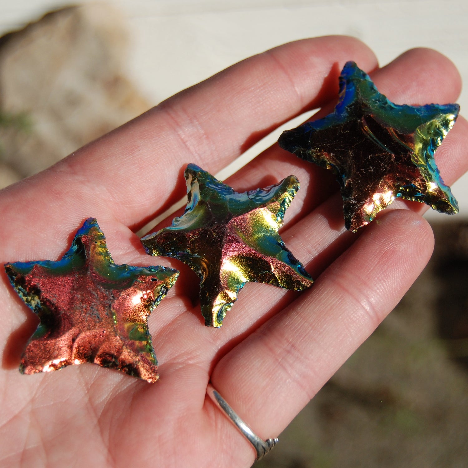 Titanium Aura Black Obsidian Stars 
