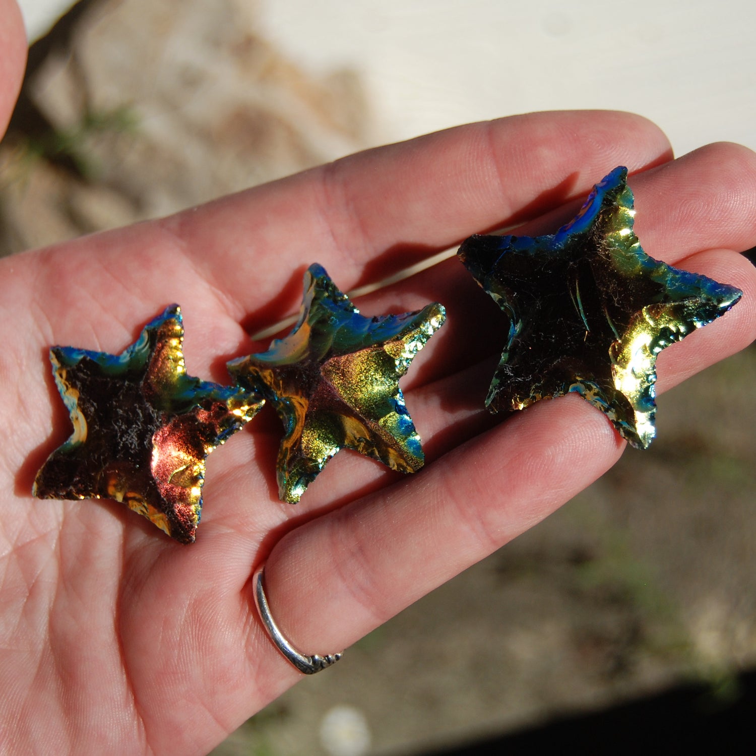 Titanium Aura Black Obsidian Stars 