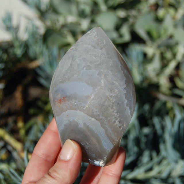 Grey Orca Agate Crystal Flame Tower