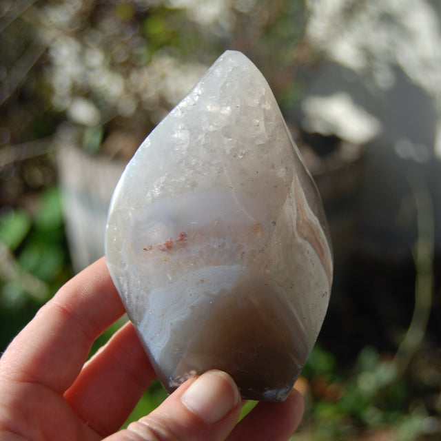 Grey Orca Agate Crystal Flame Tower