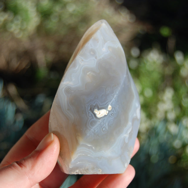 Grey Orca Agate Crystal Flame Tower