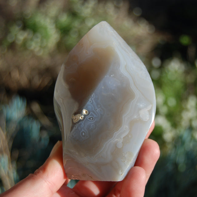 Grey Orca Agate Crystal Flame Tower