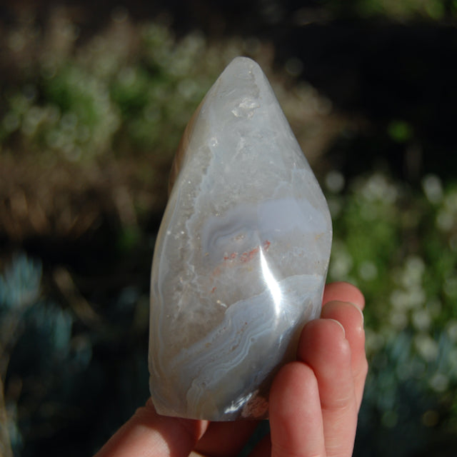 Grey Orca Agate Crystal Flame Tower